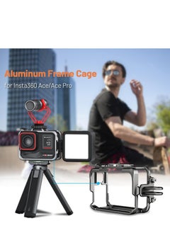 Generic Aluminum Frame Cage with Lens Cap for Insta360 Ace/Ace Pro, with Lens Silicone Case, Metal Protective Durable Housing Case, with Cold Shoe Mount, Compatibel with Official Pivot Stand Mount  - Image 3