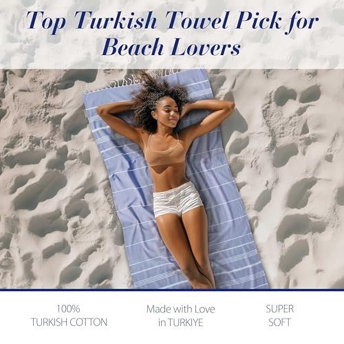 Cacala Lightweight and Thin Turkish Beach Towel 100% Cotton Sand-Free and Quick-Drying Goodness Perfect as an Extra Large Travel Towel, Beach Accessory, or Gift for Beach Lovers, 37 x 70 - Image 5