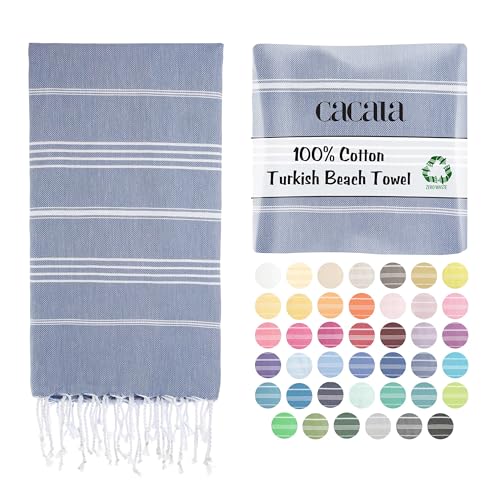 Cacala Lightweight and Thin Turkish Beach Towel 100% Cotton Sand-Free and Quick-Drying Goodness Perfect as an Extra Large Travel Towel, Beach Accessory, or Gift for Beach Lovers, 37 x 70 - Image 1