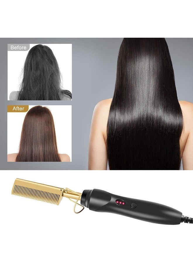adfafw Electric Heater Comb Multifunctional Copper Hair Straightener Shower Comb - Image 3