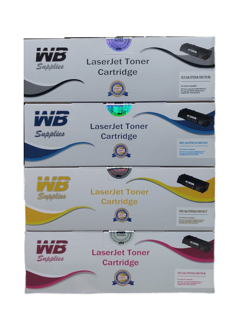 WB Compatible With 130A CF350A CF351A CF352A CF353A Color Toner Set Replacement For HP Laserjet Pro M175 M175nw M175a M176n M177fw Printer (Black Blue Yellow Magenta) - Image 1