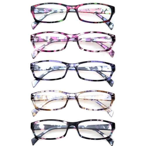 Kerecsen Reading Glasses 5 Pairs Fashion Ladies Readers Spring Hinge with Pattern Print Eyeglasses for Women (Mix Color -2, 1.50) - Image 5