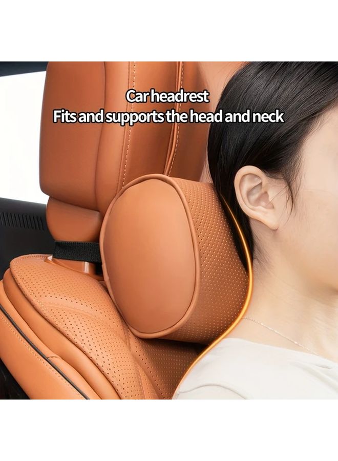 Napa Leather Car Headrest Noble Black Breathable Soft Resilient Interior Decoration - Image 1