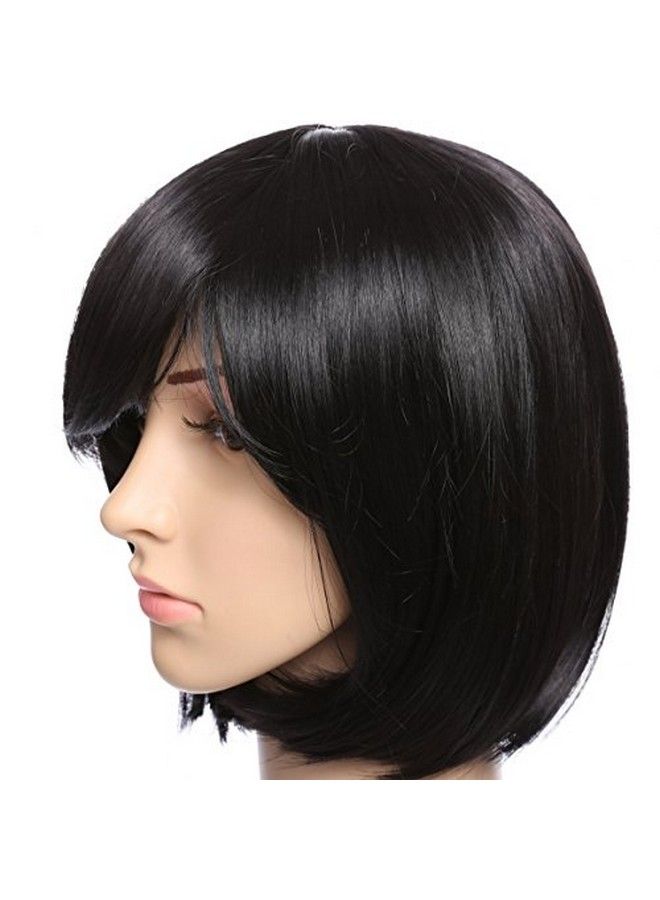 Artifice Natural Women Straight Short Hair Bob Wig Fashion Cosplay + Wig Cap (Natural Black) - Image 4