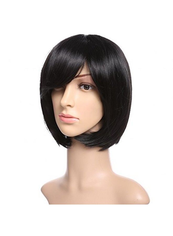 Artifice Natural Women Straight Short Hair Bob Wig Fashion Cosplay + Wig Cap (Natural Black) - Image 3