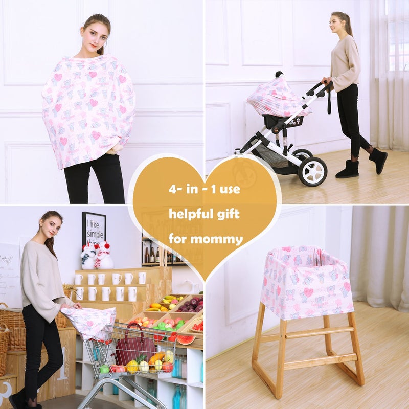 Hicoco Baby Car Seat Covers, Carseat Canopy, Boys Girls Privacy Breastfeeding Cover (Cute Elephant) - Image 5