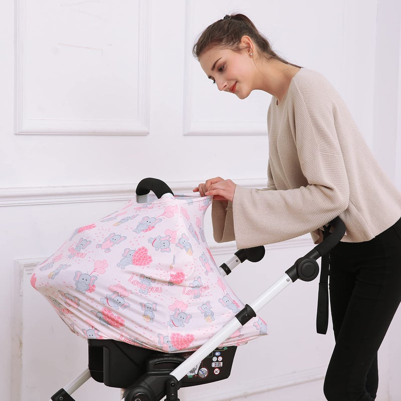 Hicoco Baby Car Seat Covers, Carseat Canopy, Boys Girls Privacy Breastfeeding Cover (Cute Elephant) - Image 4