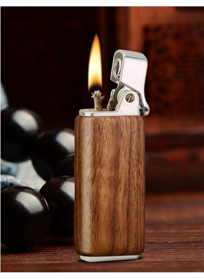 Generic Windproof Sandalwood Kerosene Lighter, Retro Pipe Lighter with Whetstone Igniter, Refillable Vintage Old-Fashioned Design, Exquisite Packaging, Perfect Gift for Men (Color: R2)  - Image 1