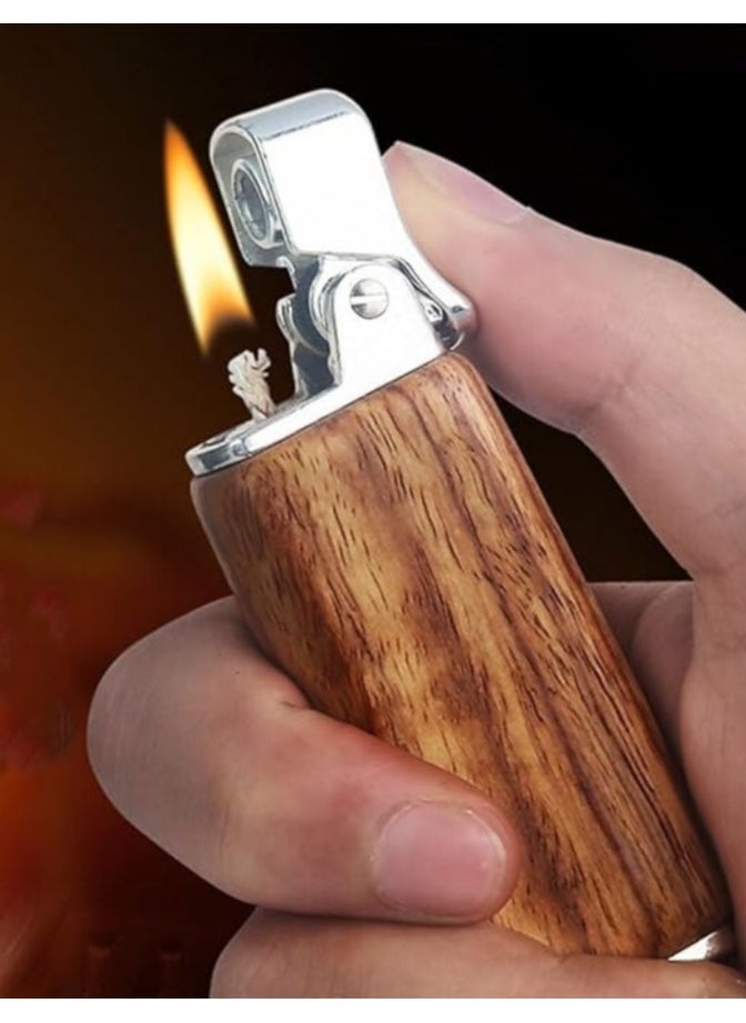 Generic Windproof Sandalwood Kerosene Lighter, Retro Pipe Lighter with Whetstone Igniter, Refillable Vintage Old-Fashioned Design, Exquisite Packaging, Perfect Gift for Men (Color: R2)  - Image 2