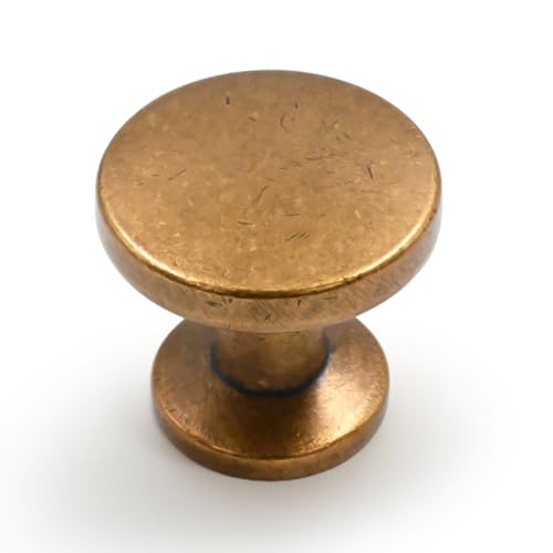 9BUILD 10 Pack 12 Inch Antique Brass Cabinet Knobs Round Dresser Knobs Gold for Dresser Drawers 9B0053 - Image 1
