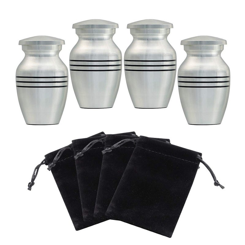 Icokee Small Keepsake Urns For Human Ashes Or Pet Ashes  Set Of 4  Hard Metal Cremation Urns  Mini Funeral Urns  With 4 Velvet Bags - Image 1