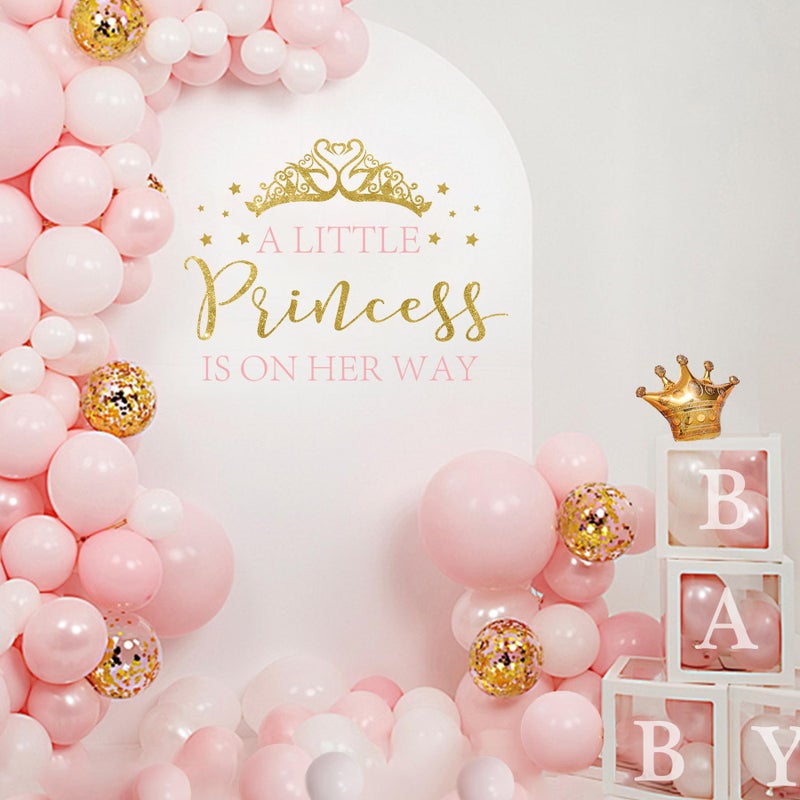 SANDOO A Little Princess Is On Her Way Baby Shower Decal Peel and Stick - Princess Baby Shower Decorations,Crown Little Princess Decorations Stickers for Background, It Is A Girl Gender Reveal Party Supplies - Image 3