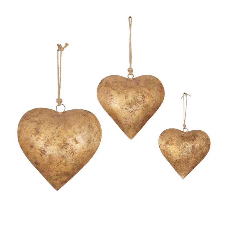 THOR INSTRUMENTS Antique Style Hangings Heart-Shaped Iron Ornament with Golden Antique Finish, 3D Sign with Hanging Love Symbol with Golden Finish and Heart Bell, Wall Art for Home Indoor Outdoor (4,4.5,6 Inch) - Image 2