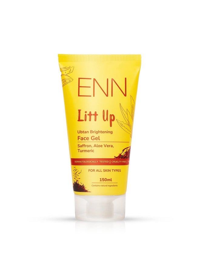 ENN - Litt Up Ubtan Brightening Face Gel For Glowing Skin, Daily Face Moisturization For All Skin Type With Turmeric, Aloe Vera & Saffron For Skin Brightening, 60Gm - Image 1