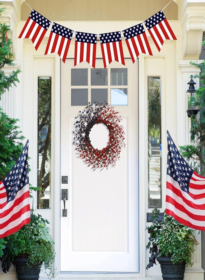 BINFEN 4th of July Wreath - Red White Blue Berry Patriotic Wreaths for Front Door, Memorial & Independence Day Decorations, Americana Decor for Porch Wall Window Indoor Outdoor，18"-20" - Image 2