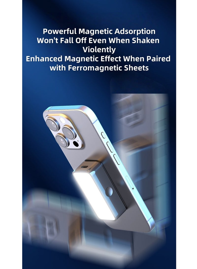 1-piece universal magnetic mini fill light portable pocket light LED video conferencing mobile phone fill light, three lighting modes, built-in N52 strong magnet, 30 LED lamp beads on board, the light can be seen directly by the eyes - Image 4