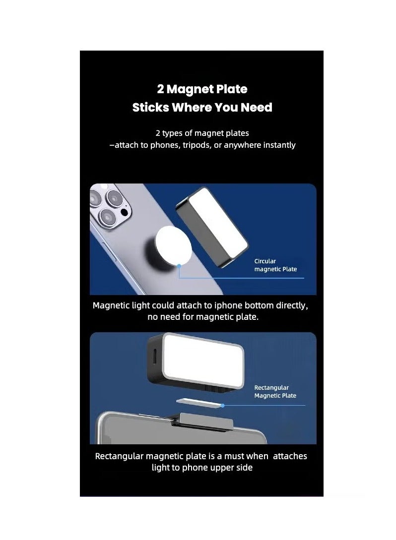 1-piece universal magnetic mini fill light portable pocket light LED video conferencing mobile phone fill light, three lighting modes, built-in N52 strong magnet, 30 LED lamp beads on board, the light can be seen directly by the eyes - Image 3