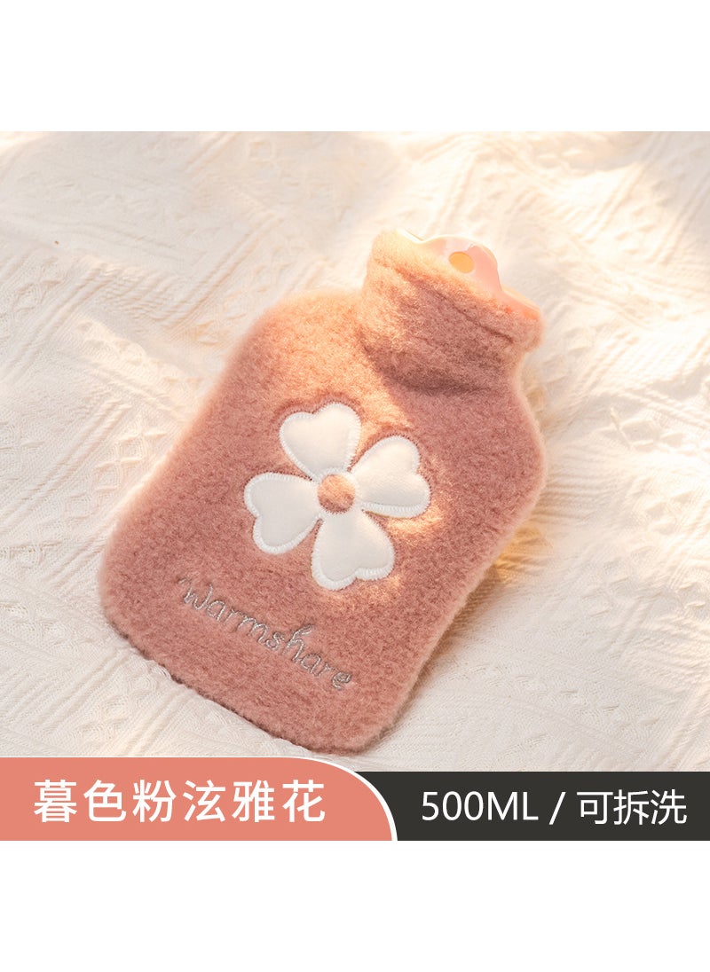 Generic Cartoon Plush Hot Water Bag Mini Hand Warmer 500ml Twilight Pink  - Image 1