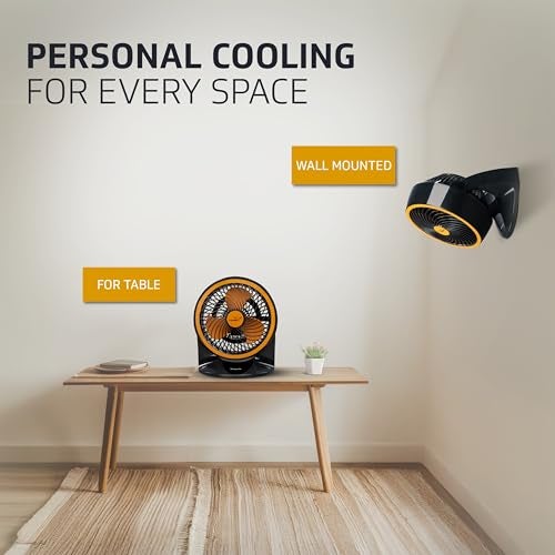 V-Guard Spinny Pro 180 mm Table & Wall Fan | 2100 RPM High Speed Motor | 353 CFM Air Delivery | 3 Speed Settings | Compact and Powerful | Durable ABS Build | 2- Year Warranty | Orange Black - Image 4