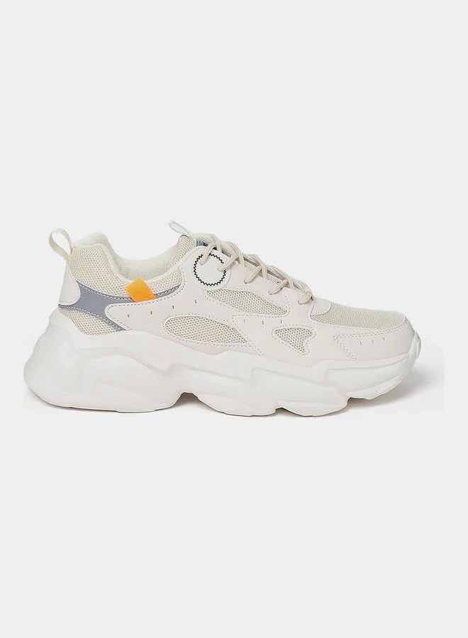 Styli Textured Chunky Sole Lace Up Sneakers