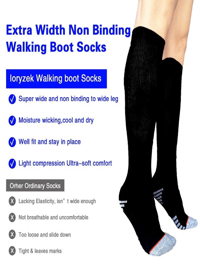 Ioryzek Walking Boot Socks for Air Cam Walker Cast - 2 Pairs Fracture Boot Brace Surgical Orthopedics for Men Women (US, Alpha, One Size, Regular, Black) - Image 3