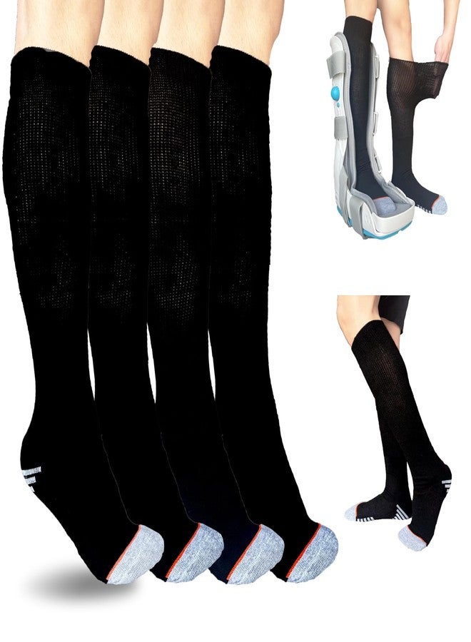 Ioryzek Walking Boot Socks for Air Cam Walker Cast - 2 Pairs Fracture Boot Brace Surgical Orthopedics for Men Women (US, Alpha, One Size, Regular, Black) - Image 1