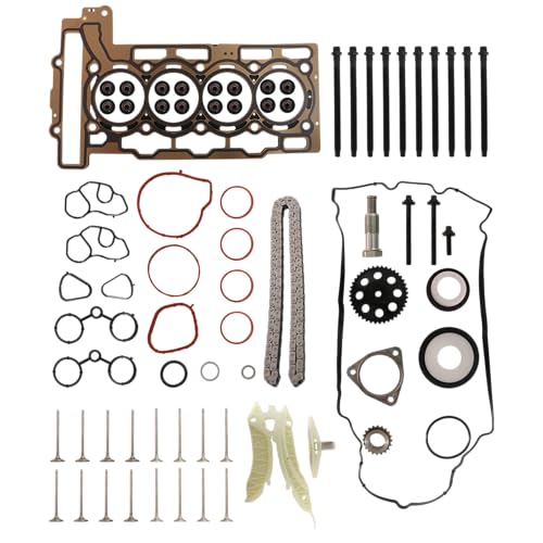 JAVOUKA Head Gasket Set Bolts with Timing Chain Kit 1.6L, for Mini Cooper R55 R56 2007-2012#OE 20606049609 9815416 ES72451 1134754718 11347587470 11314609483(72pcs) - Image 1