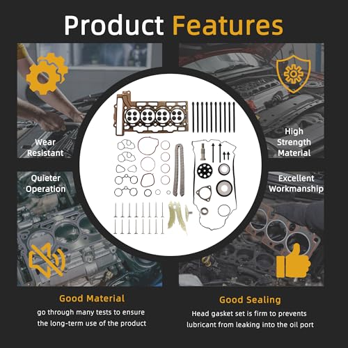 JAVOUKA Head Gasket Set Bolts with Timing Chain Kit 1.6L, for Mini Cooper R55 R56 2007-2012#OE 20606049609 9815416 ES72451 1134754718 11347587470 11314609483(72pcs) - Image 5