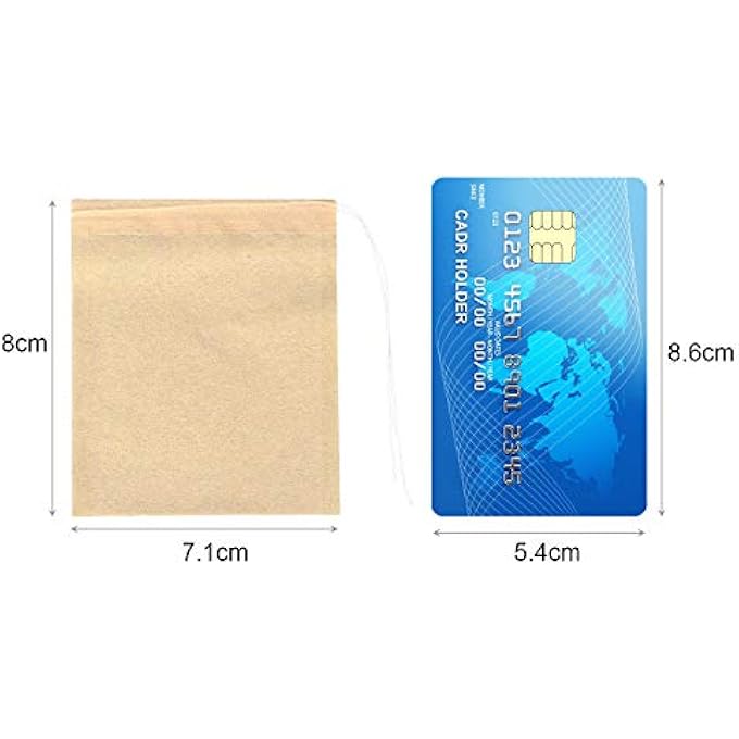 SumDirect Disposable Tea Filter Bags  7X8 Cm Tiny Unbleached Empty Infuser Natural Paper Tea Pouches With Drawstring For Loose Tea 400 Pcs - Image 3