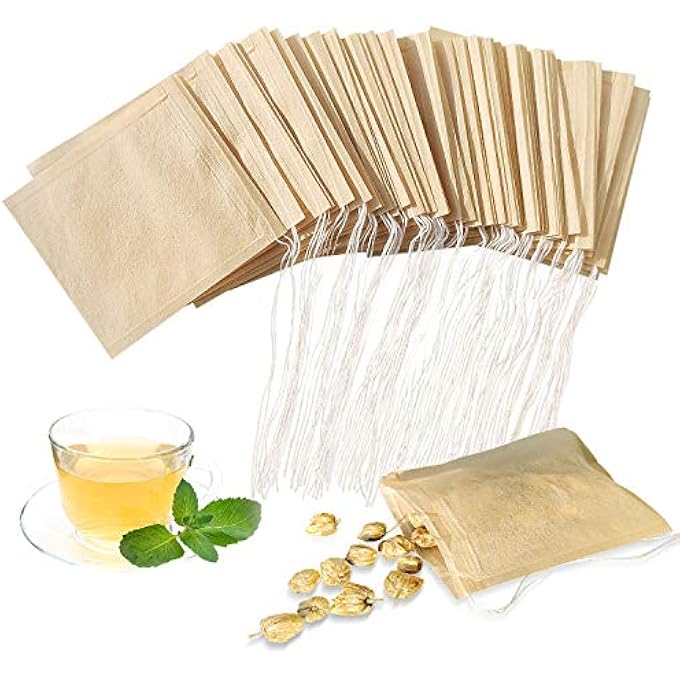 SumDirect Disposable Tea Filter Bags  7X8 Cm Tiny Unbleached Empty Infuser Natural Paper Tea Pouches With Drawstring For Loose Tea 400 Pcs - Image 1