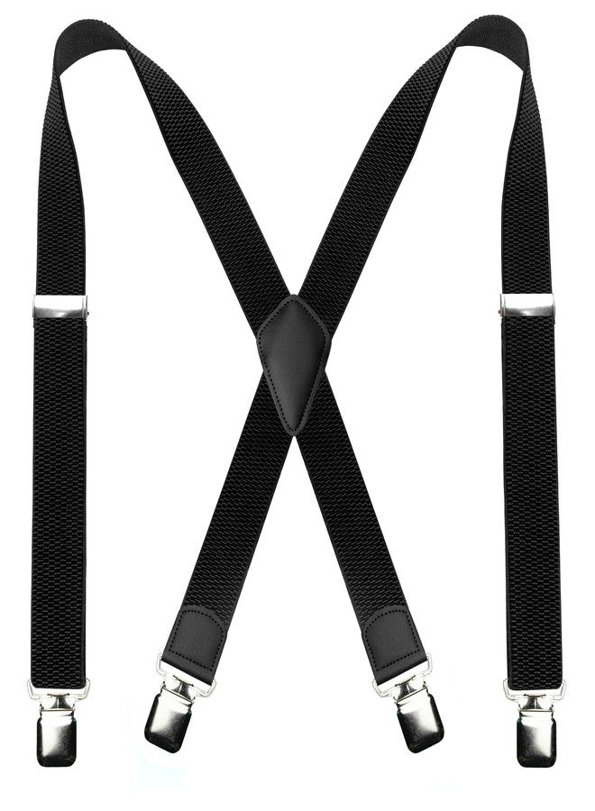 JEMYGINS Mens Black Suspender with Very Strong Metal Clips 3.8cm Wide Heavy Duty Suspender(1) - Image 1