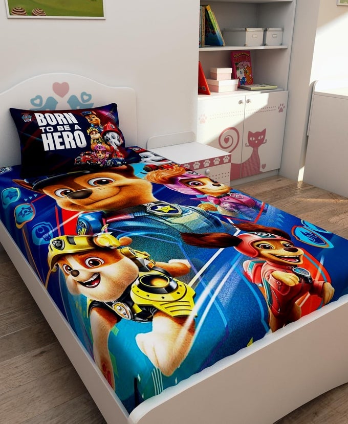 PAW PATROL PRINTED COTTON KIDS SINGLE BEDSHEET 147X223 CM WITH PILLOW COVER