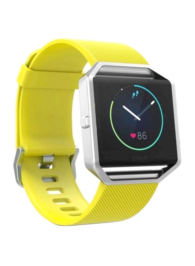 NIBEMINENT Luxury Sports Silicone Bracelet Wrist Watch Replacement Strap Band For Fitbit Blaze Smart (Yellow) (6.7"-8.1") - Image 1