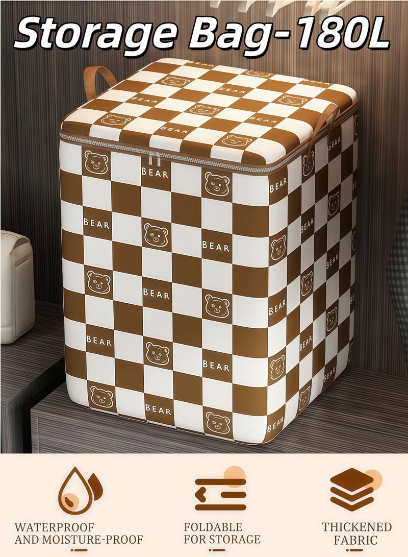 XiuWoo Storage Bags large capacity storage bag Storage Containers suitable for clothes, blankets, sheets, pillows and toys storage, Foldable Organizer with Reinforced Handle,Sturdy Zippers waterproof organiser(180L) - Image 1