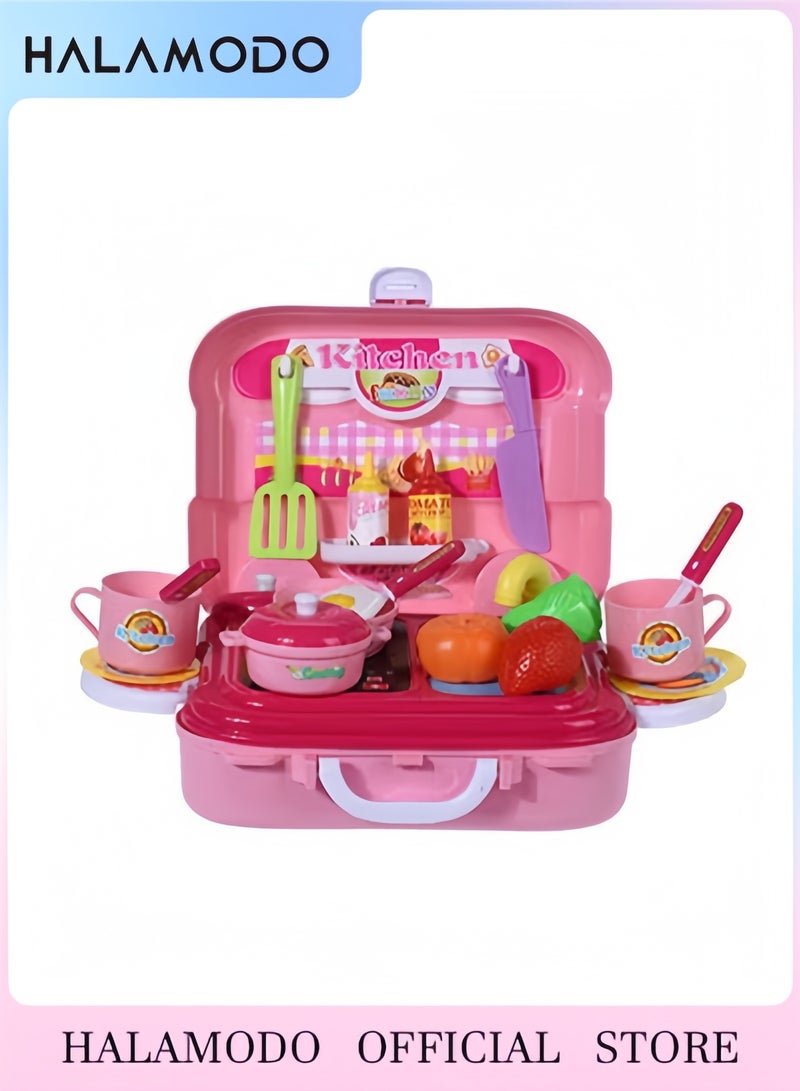 هالامودو مجموعة ألعاب محمولة للطهي للأطفال، خفيفة الوزن تحتوي على 26 قطعة - الحجم: 37.5x28x25سم - Image 1