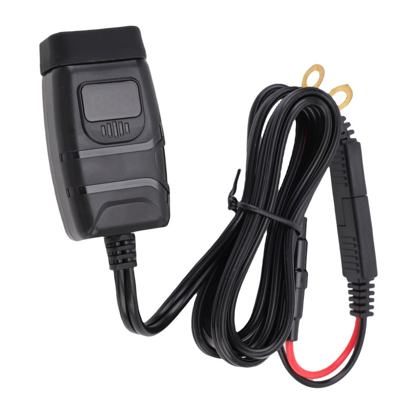 ووب شاحن الهاتف للدراجة النارية: 30 واط PD 18 واط USB A ثنائي المنافذ شحن سريع SAE إلى USB C شاحن للمقود مع مقياس جهد LED ومفتاح تشغيل وإيقاف للدراجة النارية ومركبات ATV والأجهزة اللوحية - Image 2