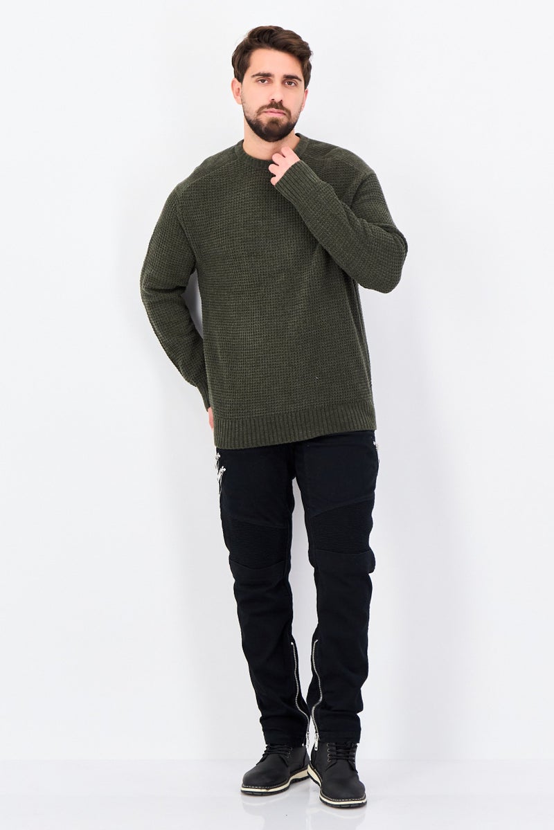 Celio Men Crew Neck Knitted Sweater, Olive - Image 2