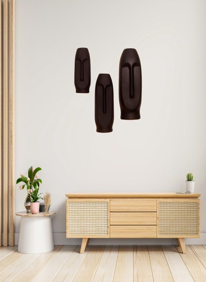 Craftribal Abstract Wall Mask|Color-Black|Wall Decor|wall hanging for home decoration|minimalist wall decor|wall decor for living room|ceramic wall hanging| wall masks decor (set of 3) - Image 4