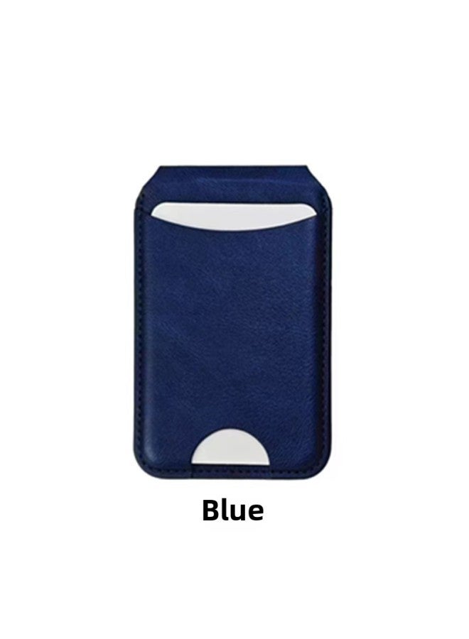 Mobile Phone Strong Magnetic Card Bag Double Card Clamp Bag Invisible Folding Desktop Portable Stand Bus Subway Storage Wallet-Colors:Dark Blue - Image 1