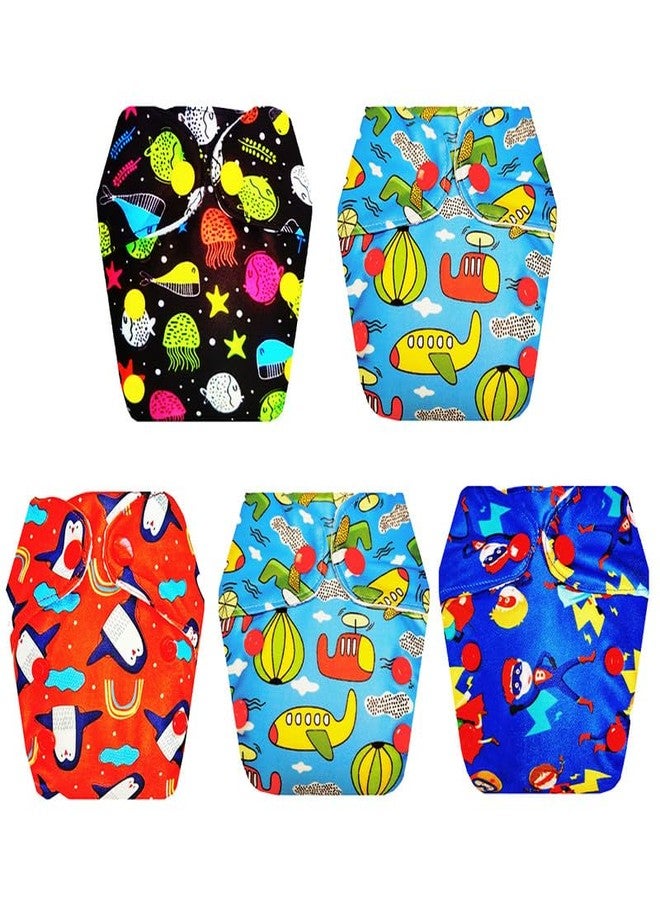 حفاضات قماشية فاخرة من دمبلدو للأطفال حديثي الولادة مع حشوة داخلية (عبوة من 5 قطع) | شعور بالجفاف والراحة | قابلة لإعادة الاستخدام والغسل | أزرار كبس قابلة للتعديل | مثالية للأطفال الصغار | من 0 إلى 4 أشهر | للجنسين - Image 1