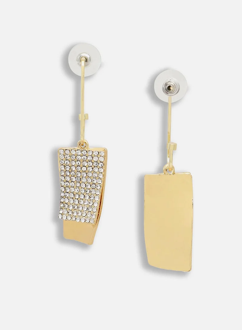 سوهي قرط متدلي من الحجر مصمم للحفلات مطلي بالذهب