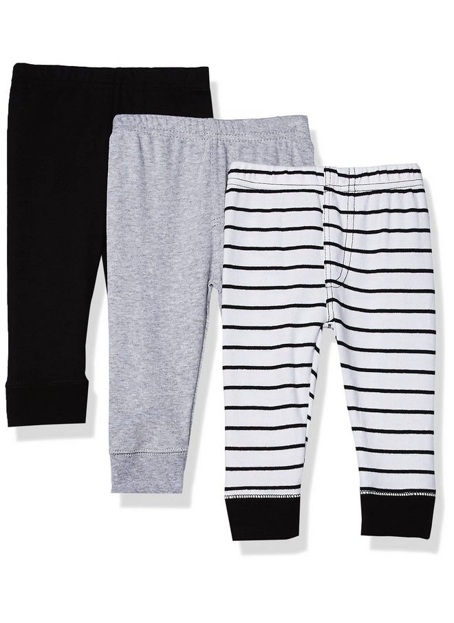 Luvable Friends - Unisex Baby Cotton Pants Black Stripe 3Pack 36 Months - Image 1
