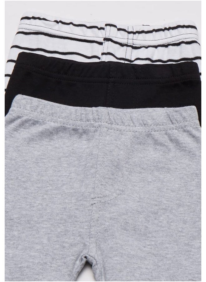 Luvable Friends - Unisex Baby Cotton Pants Black Stripe 3Pack 36 Months - Image 1
