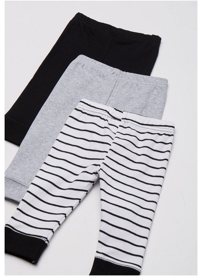 Luvable Friends - Unisex Baby Cotton Pants Black Stripe 3Pack 36 Months - Image 1