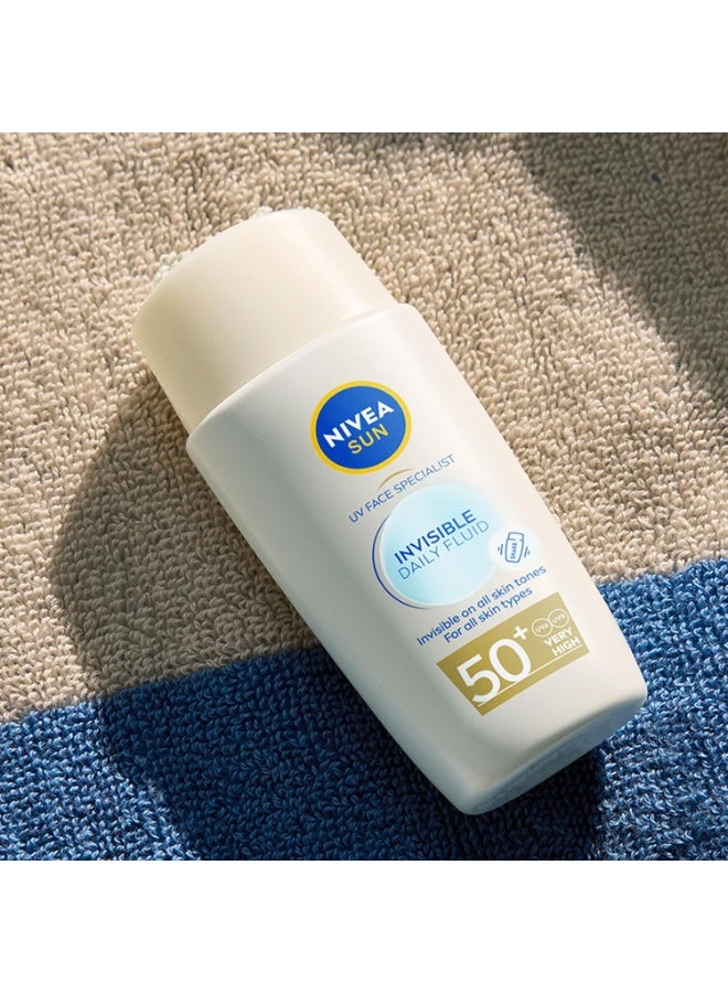 Nivea SUN UV Face Specialist Invisible Daily Sun Fluid, SPF 50+, with Niacinamide, Ultra-Light Fluid, for All Skin Types, Non-Greasy, 40ml, Pack of 2 - Image 2