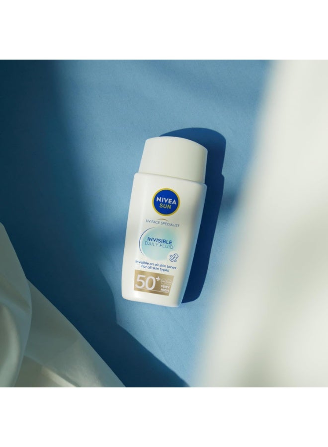 Nivea SUN UV Face Specialist Invisible Daily Sun Fluid, SPF 50+, with Niacinamide, Ultra-Light Fluid, for All Skin Types, Non-Greasy, 40ml, Pack of 2 - Image 3