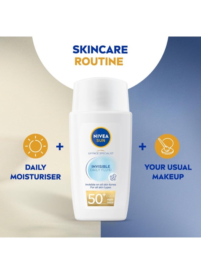Nivea SUN UV Face Specialist Invisible Daily Sun Fluid, SPF 50+, with Niacinamide, Ultra-Light Fluid, for All Skin Types, Non-Greasy, 40ml, Pack of 2 - Image 4