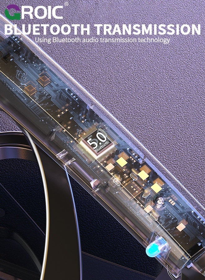 GROIC نظارات شمسية ذكية لاسلكية، نظارات ذكية، مكبرات صوت مدمجة، موسيقى ومكالمات بدون استخدام اليدين، توافق مع مساعد اللمس والصوت - Image 4