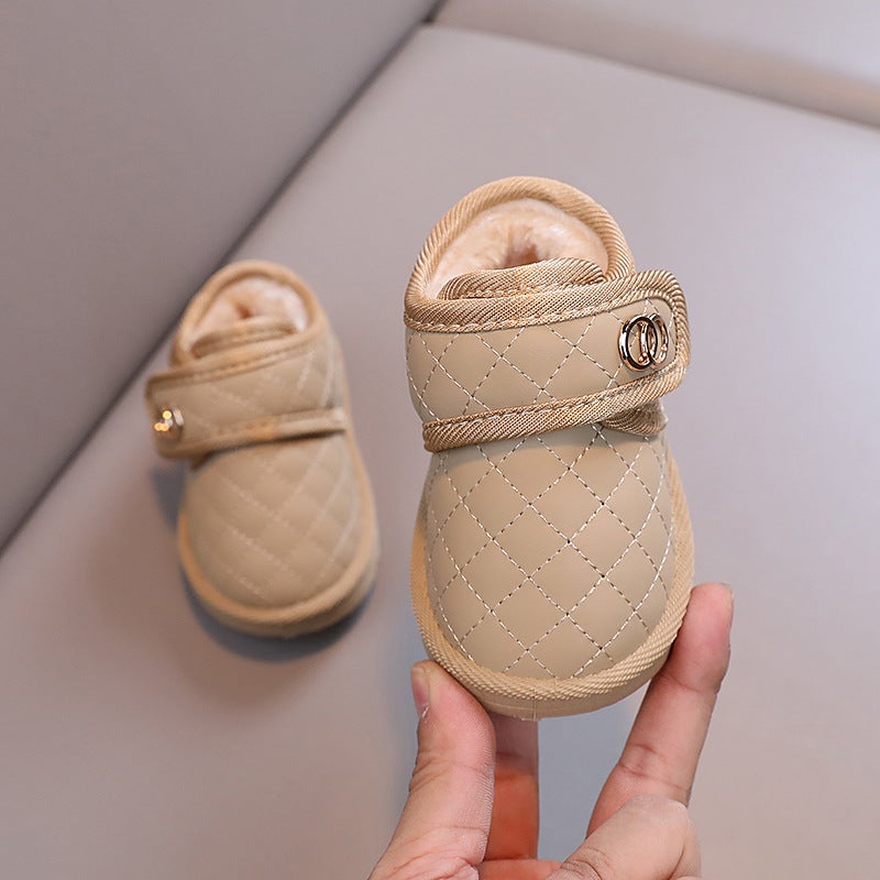 Baby Warm Cotton Padded Snow Boots Soft Sole Milk tea color 
