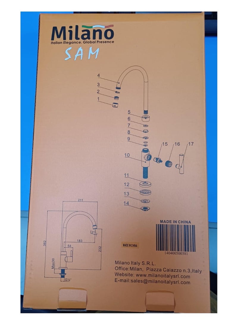 ميلانو MILANO SAM SINK TAP BASIN MOUNTED - Image 2